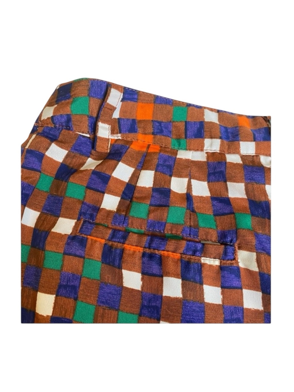 Duro Olowu 𑁍 Window Pane Print Plaid Shorts 𑁍 Wild Red Multicolor 𑁍 XS S 4 𑁍 - Picture 9 of 16
